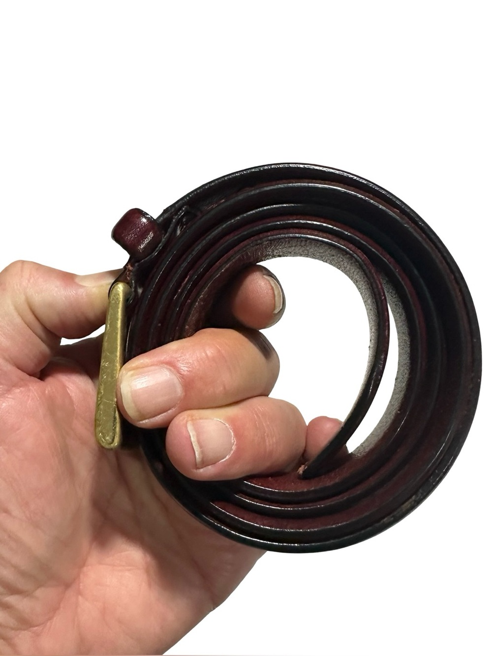 Joseph Abboud Italian Leather Belt Men Oxblood Burgundy Solid Brass Buckle Sz 38